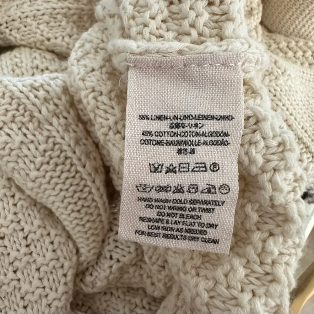 Free People Cream Oversized Slouchy Cable Knit Cardigan | XS - Image 13