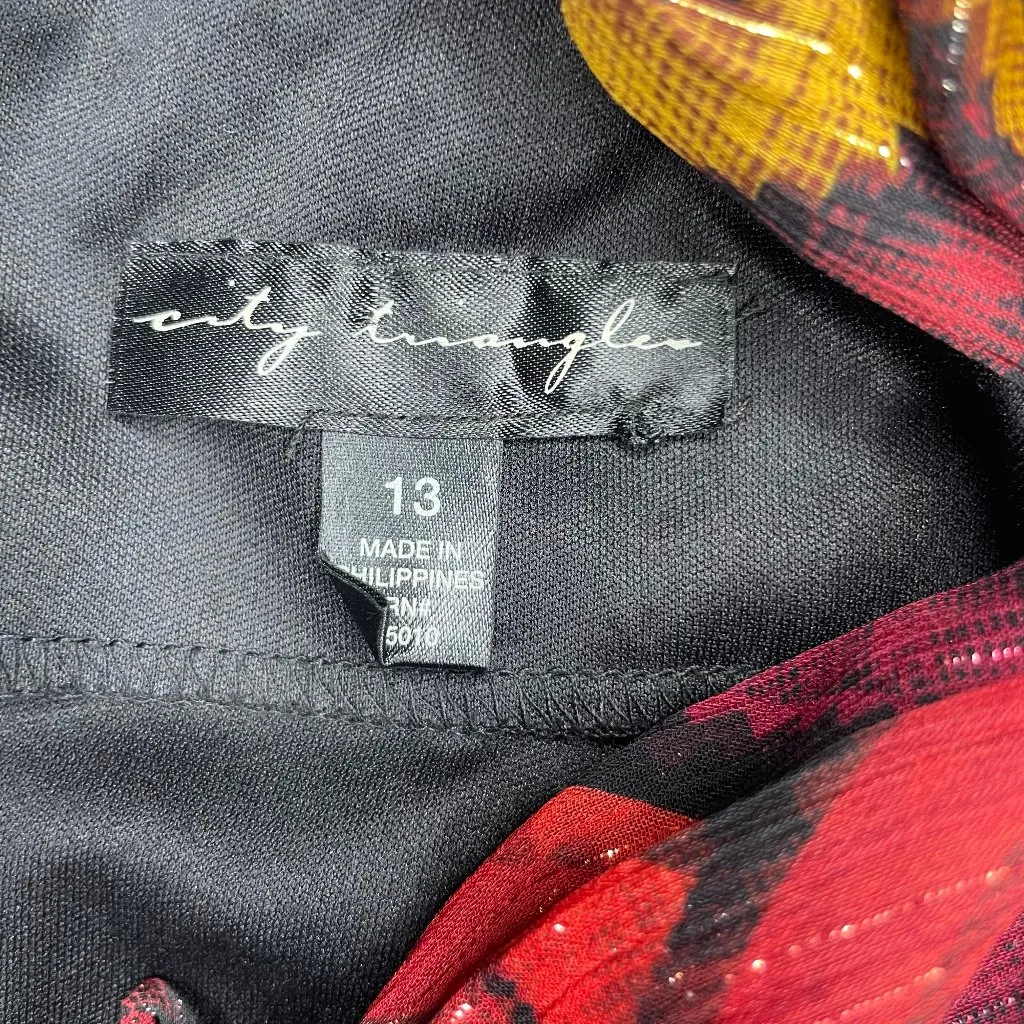 City Triangles Women's Aztec Mosaic Chiffon Multi Color Cut out Dress Size 13 - Image 9