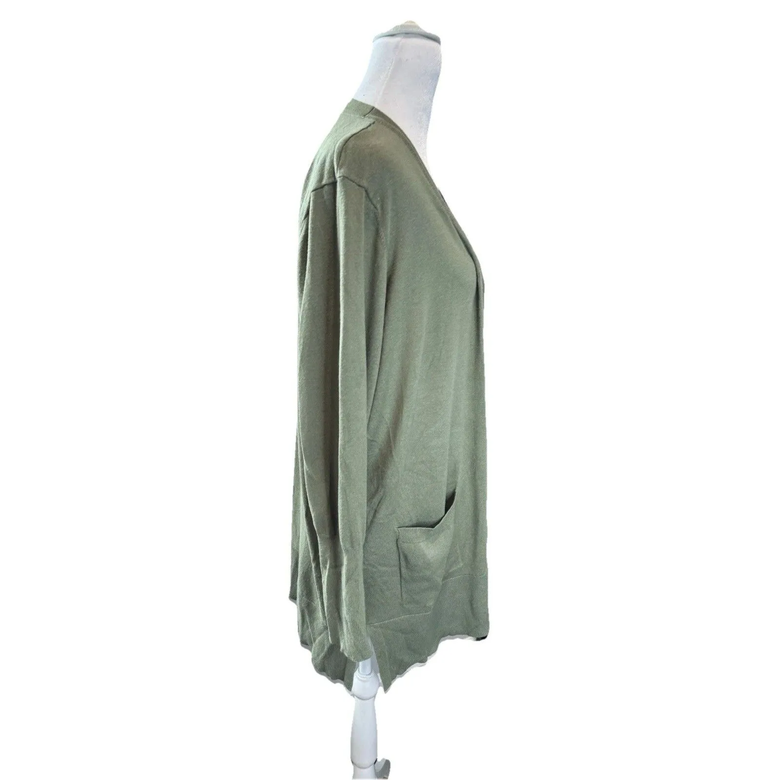 Petite Nine West Cardigan Size PXXL Green Essential Long Sleeve Open Front NWOT - Image 4