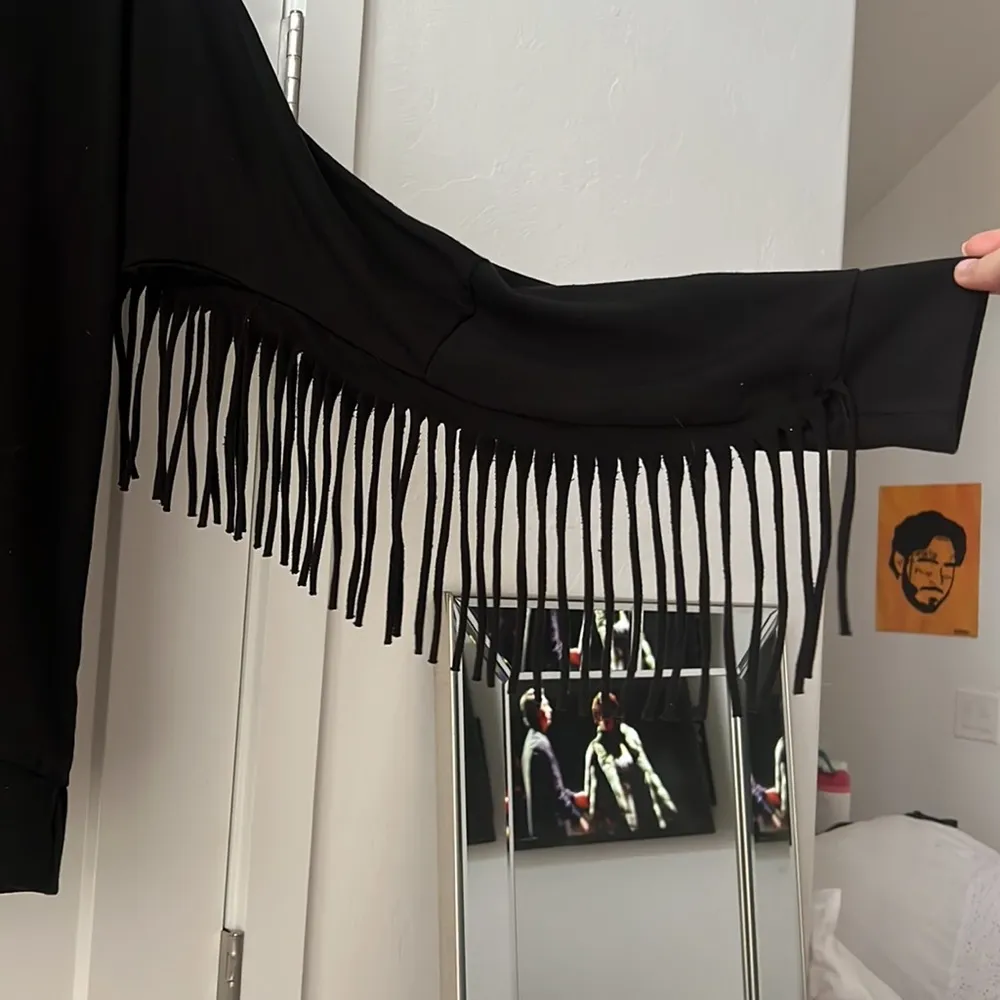 Ellie Tahari Black Fringe Long Sleeve Top Women’s Size S - Image 2