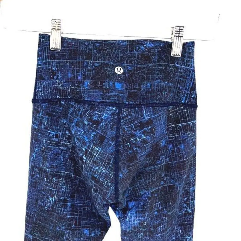 Lululemon Womens City Lights‎ Wunder Under High Rise Tight Leggings Blue Black 2 - Image 7
