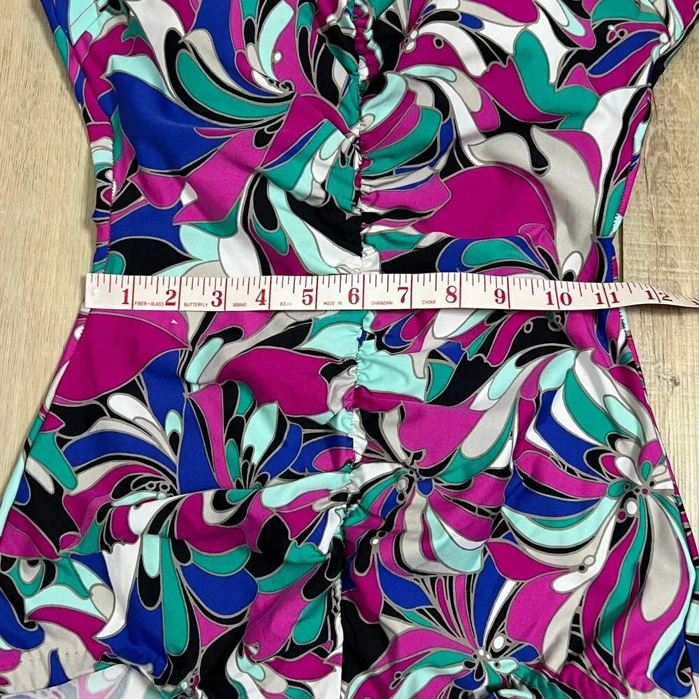 Maxine of Hollywood Shirred Front Girl Leg One Piece Swimsuit Size 10 - Image 9
