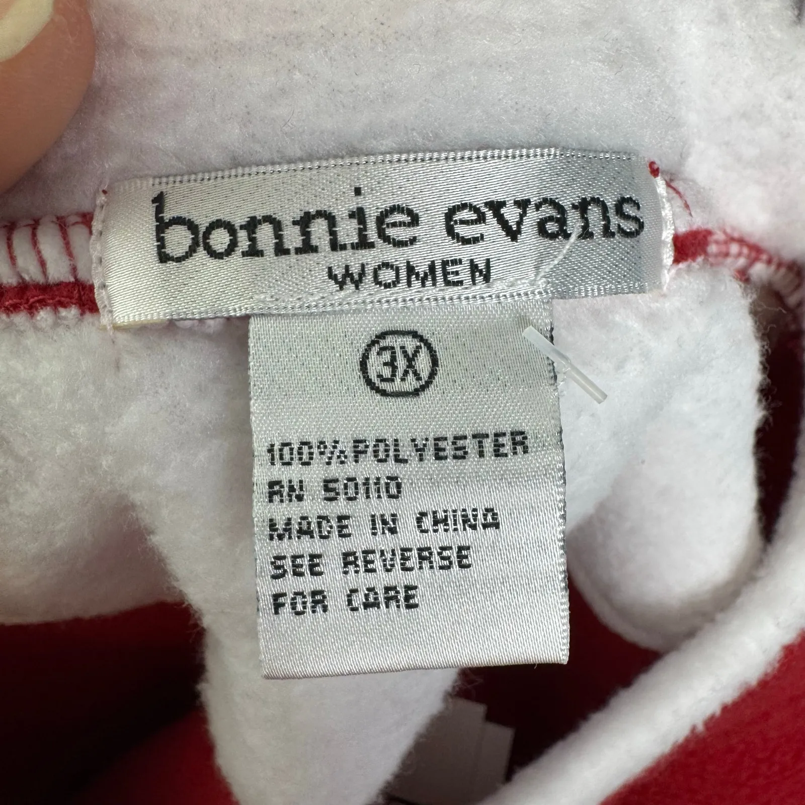 Vintage Y2K Bonnie Evans Red Fleece Snowman Pullover 3X Women’s Christmas Winter - Image 5