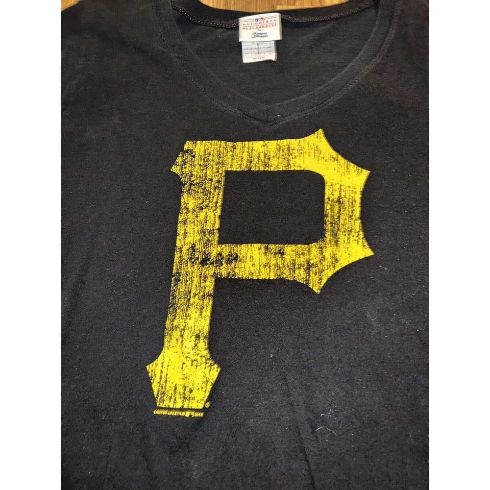 MLB Pittsburgh Pirates Graphic Tee Logo‎ Shirt Women's Sz XL Black - Image 2