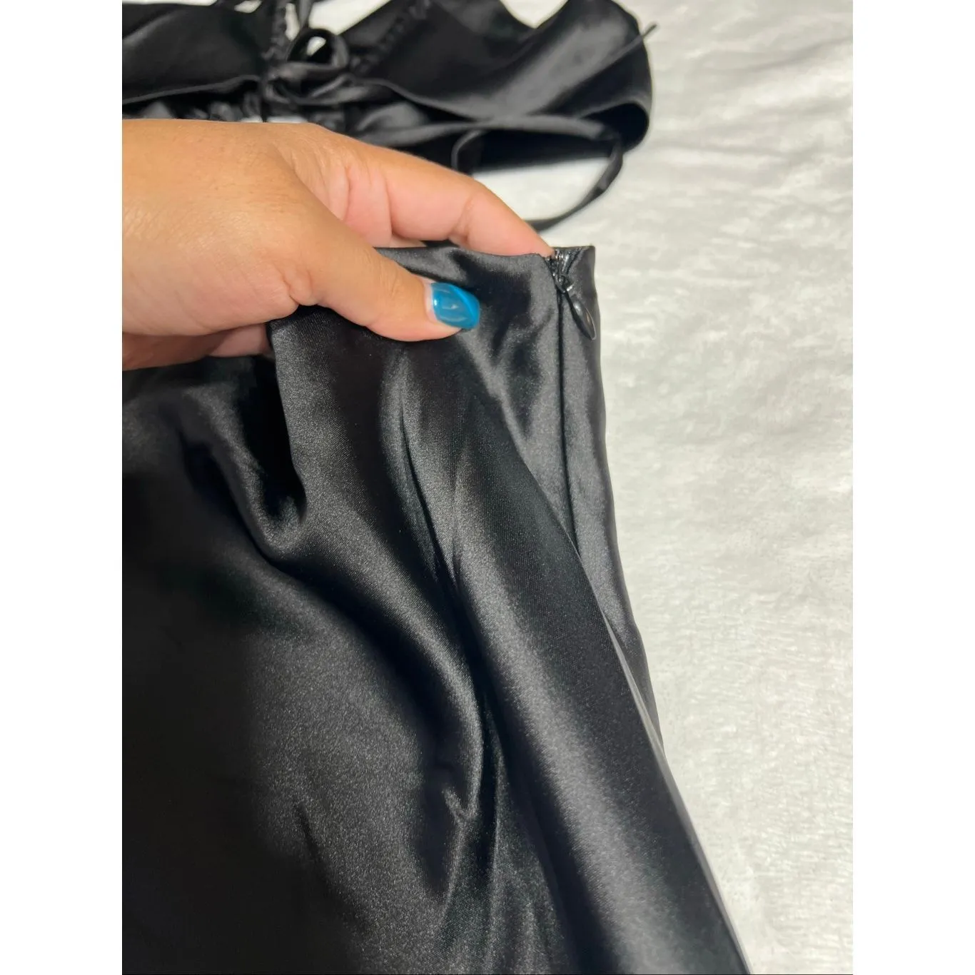 Petal and Pup Black Satin Midi Dress Side Cutout 6 NEW - Image 8