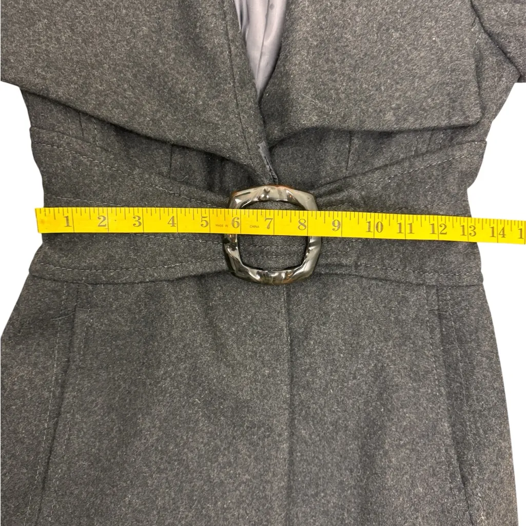 jessica simpson XS wool long black coat oversized collar fully lined - Image 16