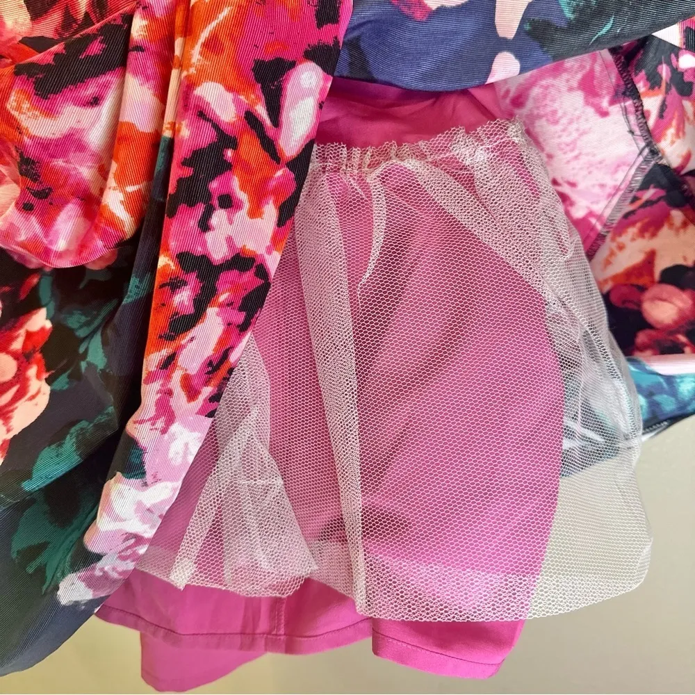 Eliza J Floral Print Faille Fit & Flare Dress Back Cut Out Flare Skirt Petite - Image 7