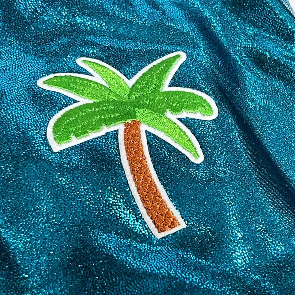 NEW Private Party S M Palm Tree Patches One Piece Swimsuit Metallic Bathing Suit - Image 7