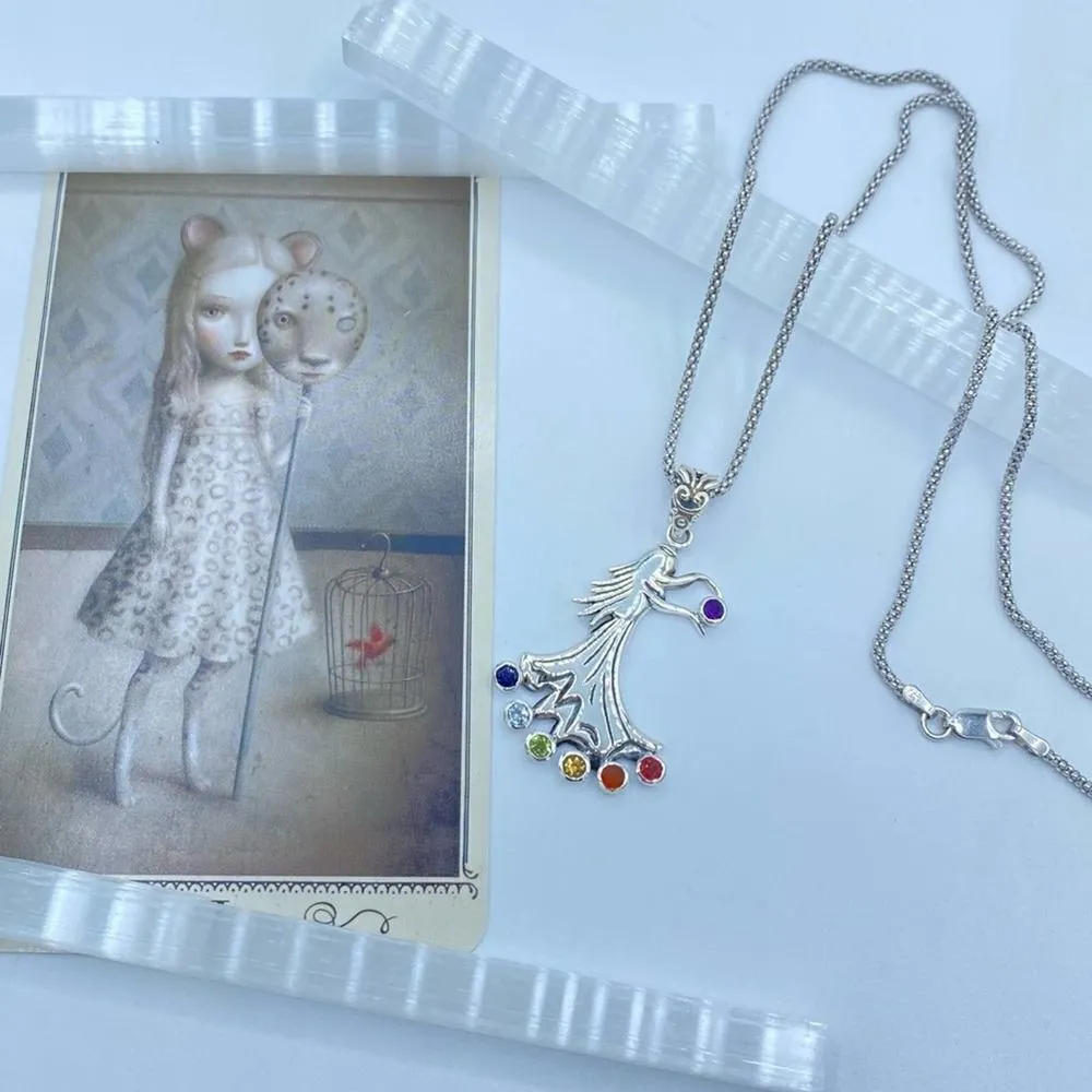 Chakra Fairy Solid Sterling Silver Pendant on Popcorn Chain - Image 6