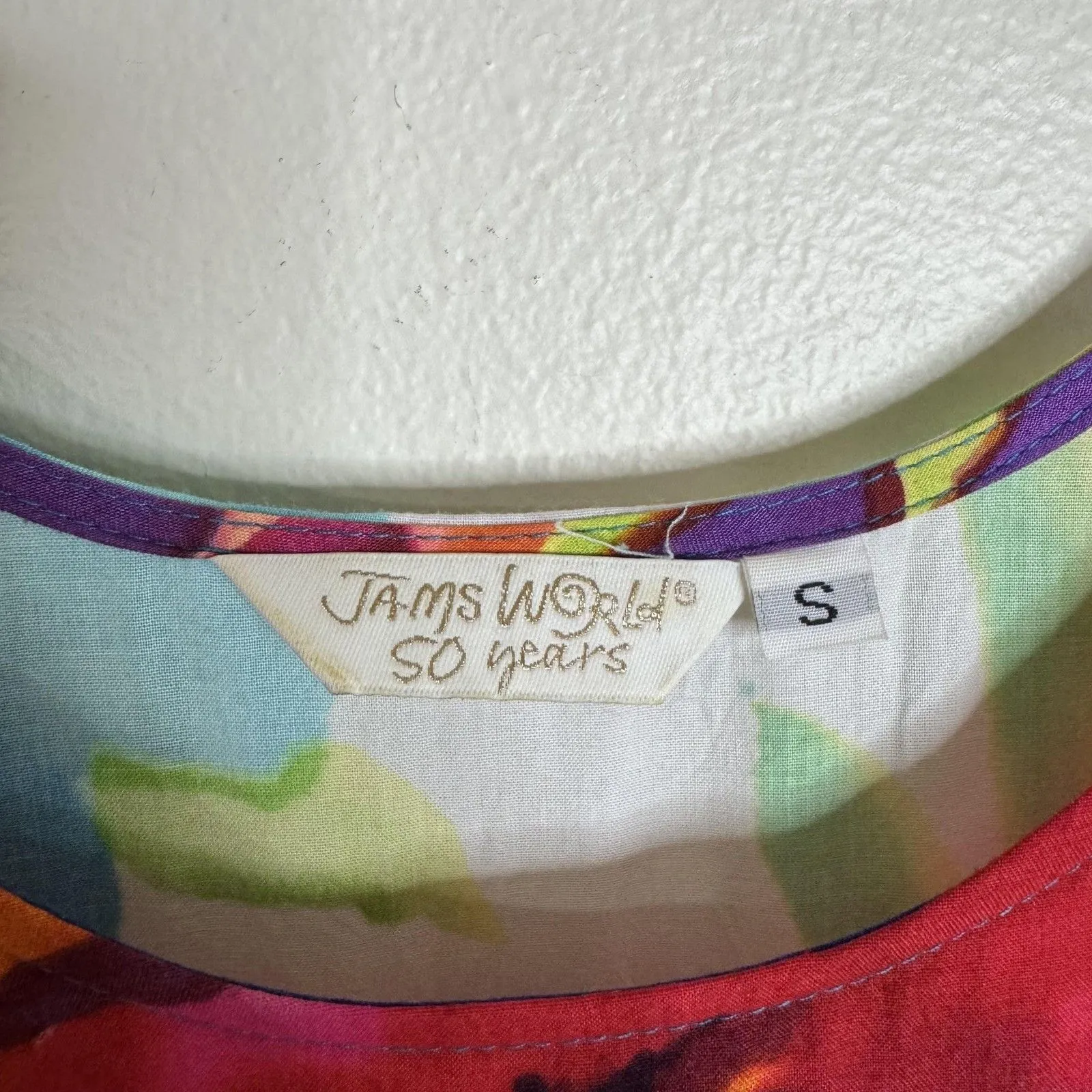 Jams World Dreamland 50 years Dress Small Multicolor Floral Rayon Made Hawaii - Image 5