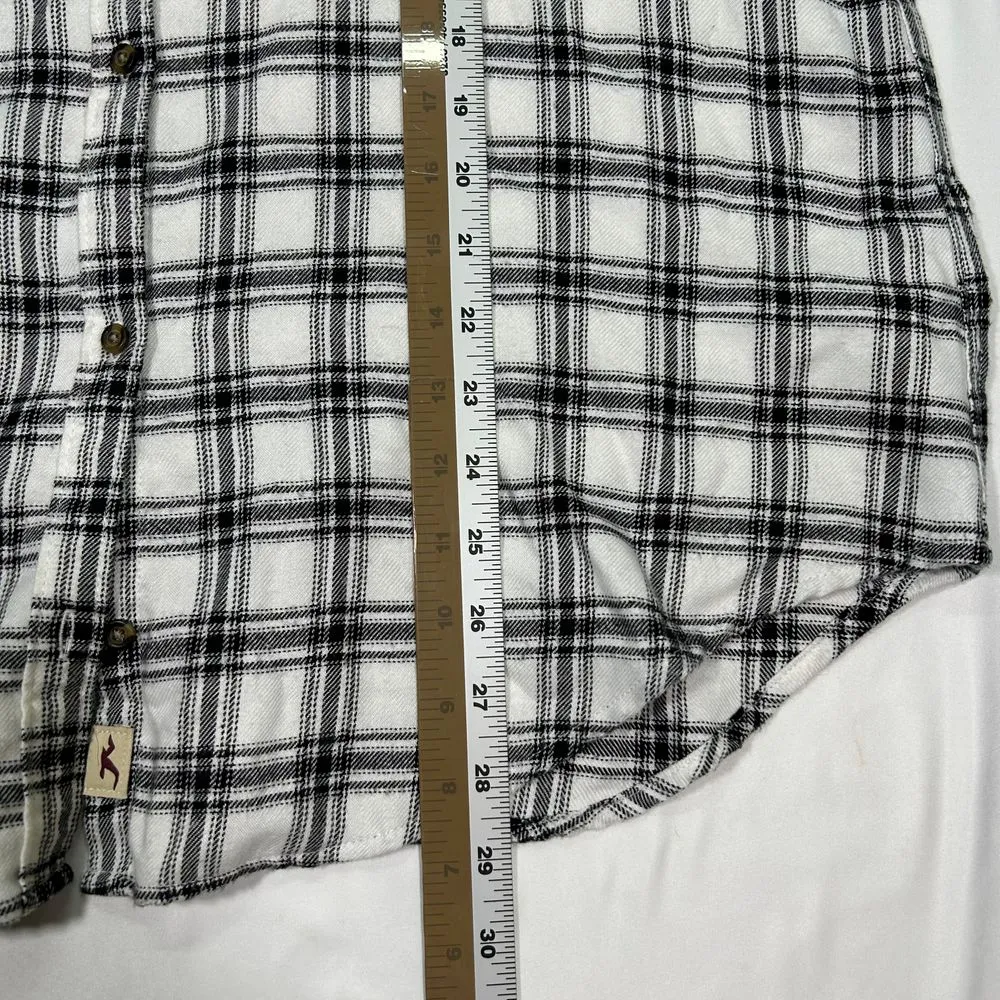 Hollister Boyfriend Fit Plaid Flannel Button Down Shirt Womens Large White‎ - Image 5