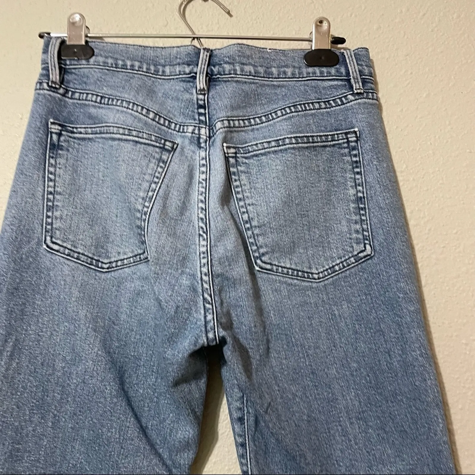 3X1 High Rise Straight Leg Raw Hem Jeans Womens 27 Blue Denim Luxury Casual - Image 7