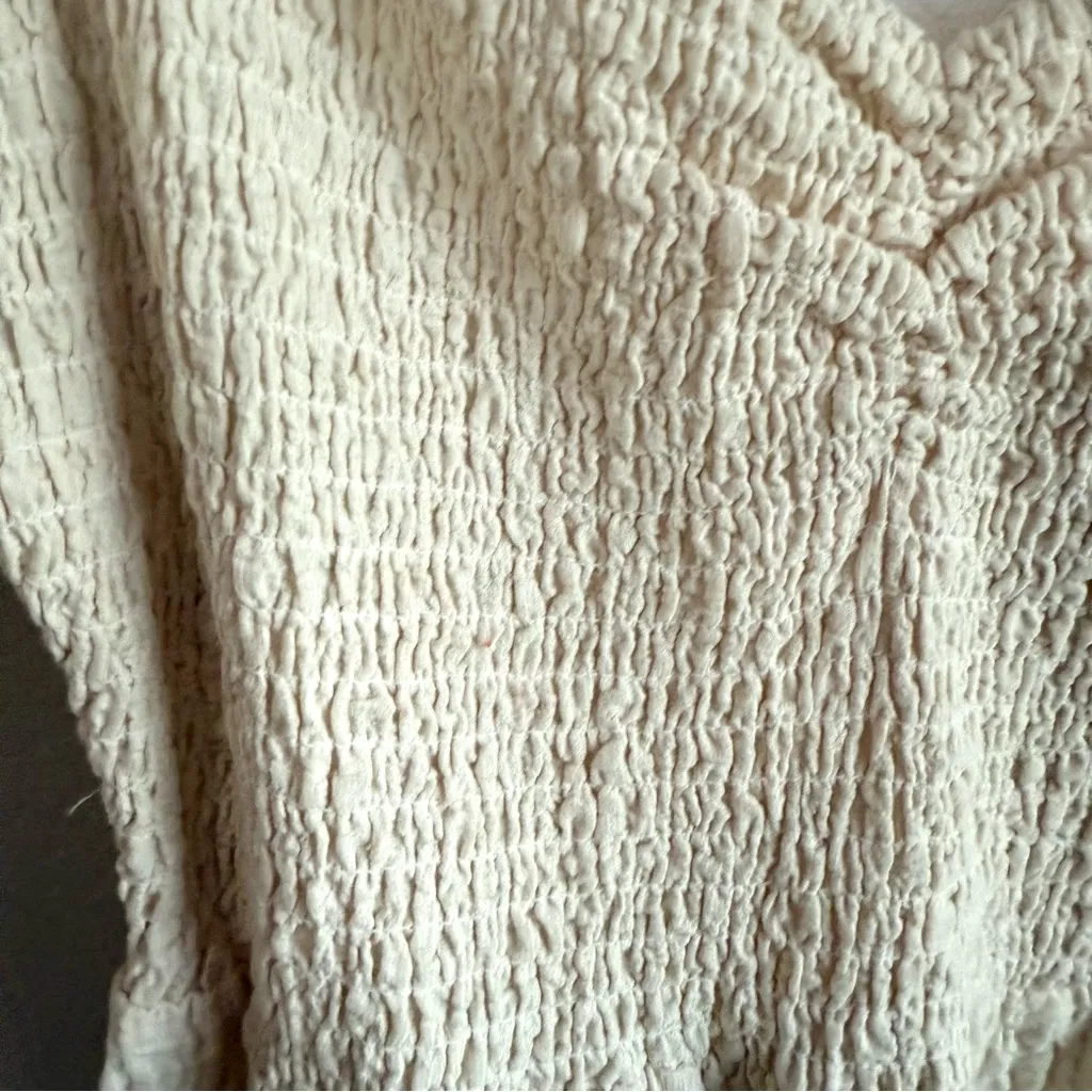 NEW Saltwater Luxe Womens Dress Cream Pompas Midi Crinkle Short Sleeve Size XL - Image 8