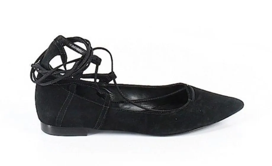 Schutz neida black pointed toe suede leather flats - Image 2
