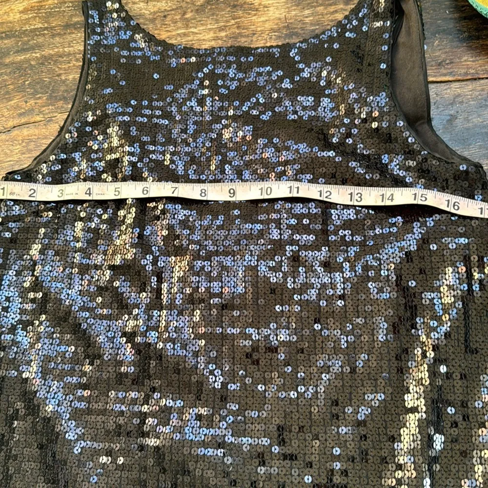 Free people black sequin mini dress low back size 4 slightly oversized - Image 13