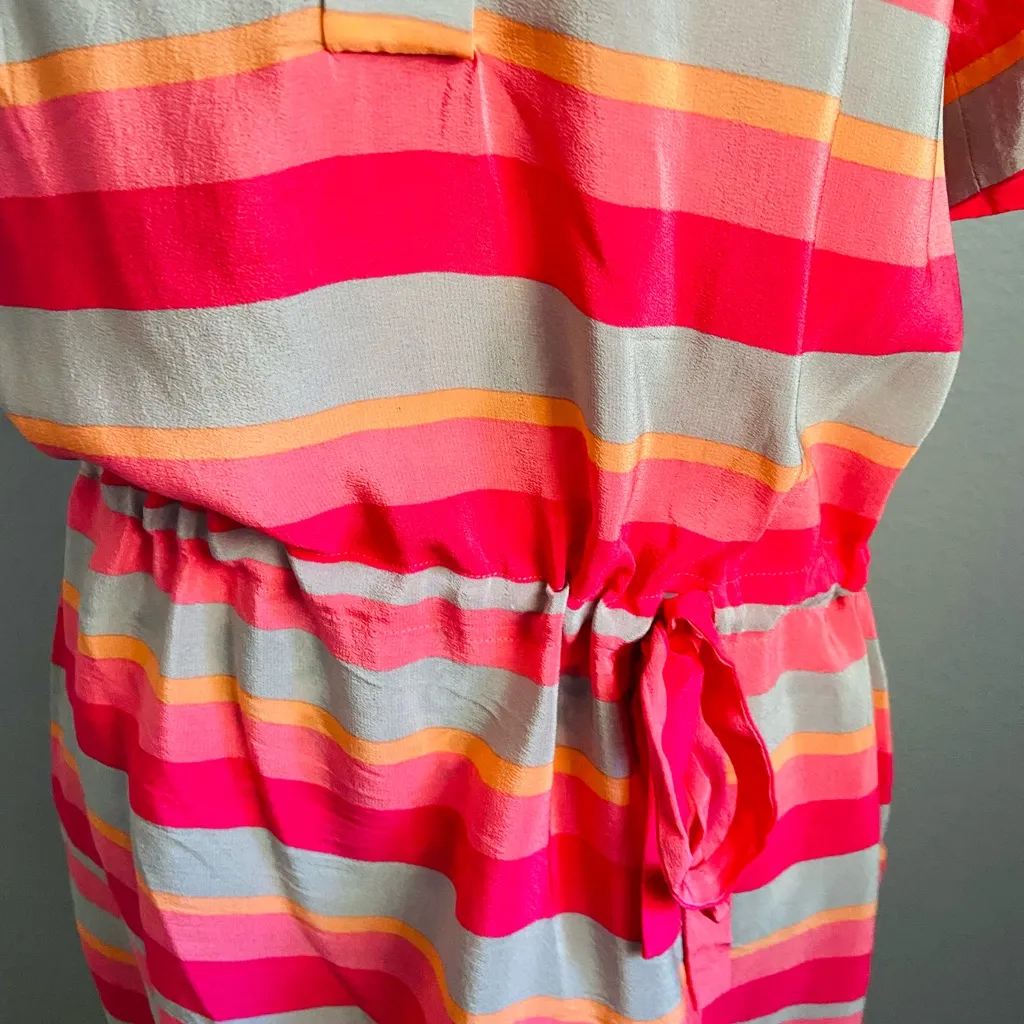 TEGAN 100% silk multicolour shirt dress Pink Size 0 - Image 8