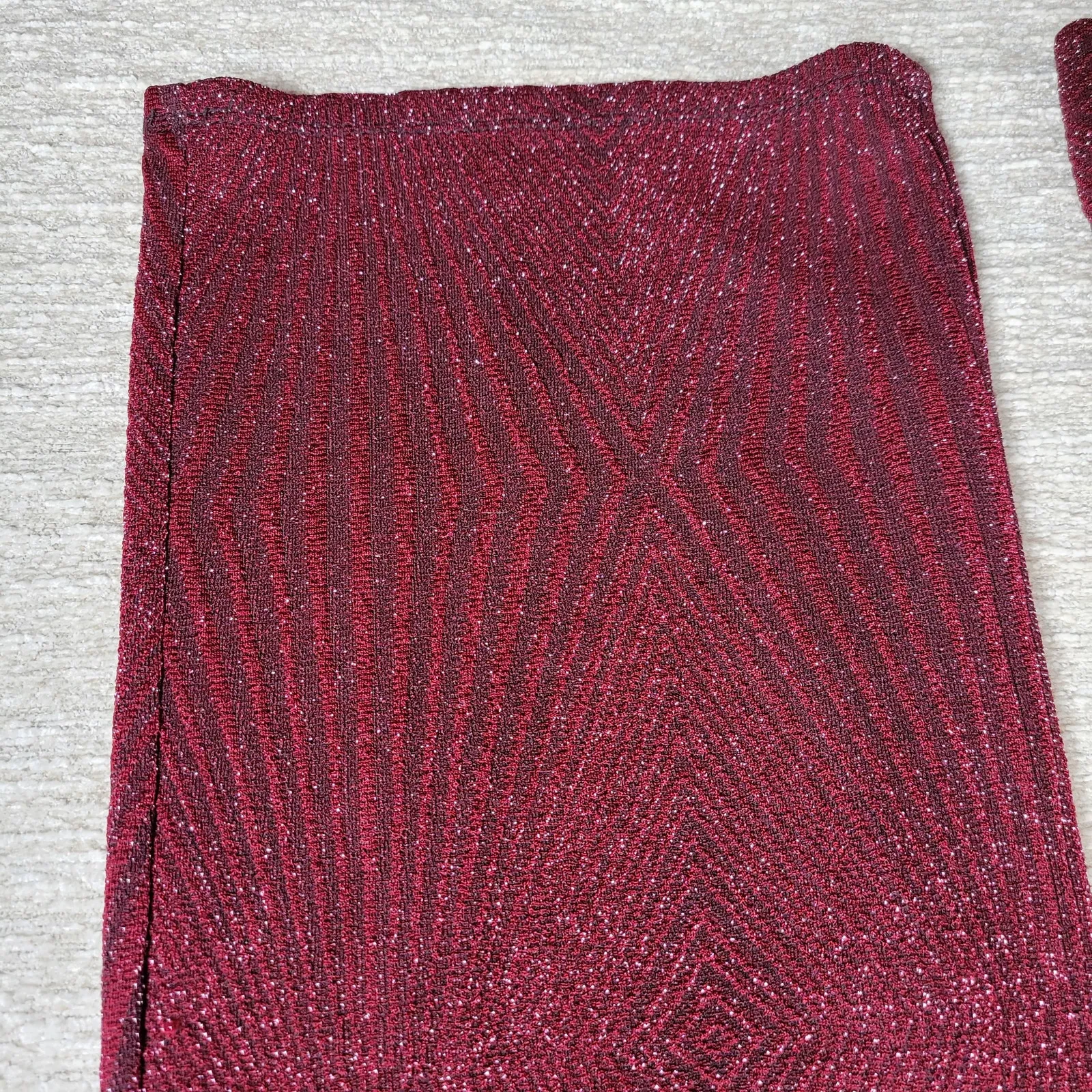 Mi Ami Glitter Jumpsuit Womens XXS Red Faux Wrap Wide Leg Holiday New Year Party - Image 16