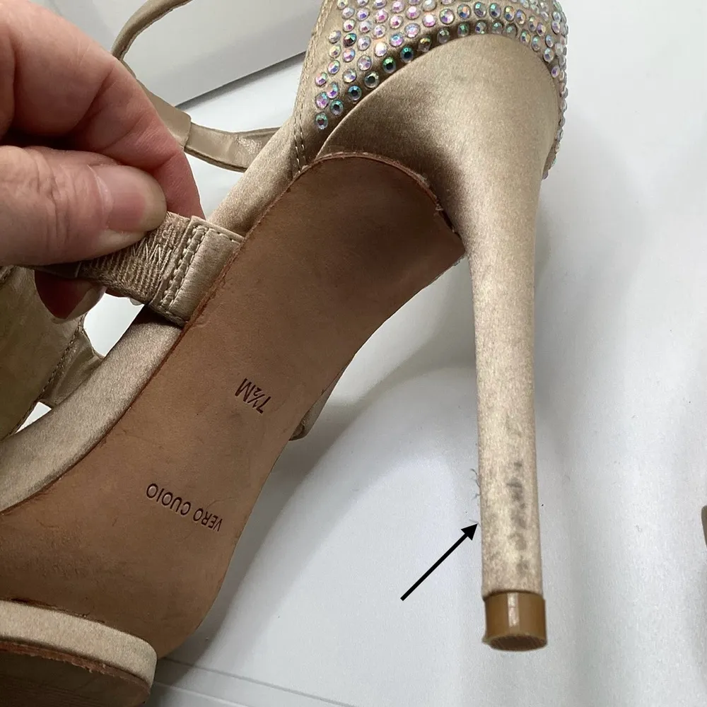 BCBGMaxAzria Beige Embellished High Heel Sandals. 7.5 - Image 8