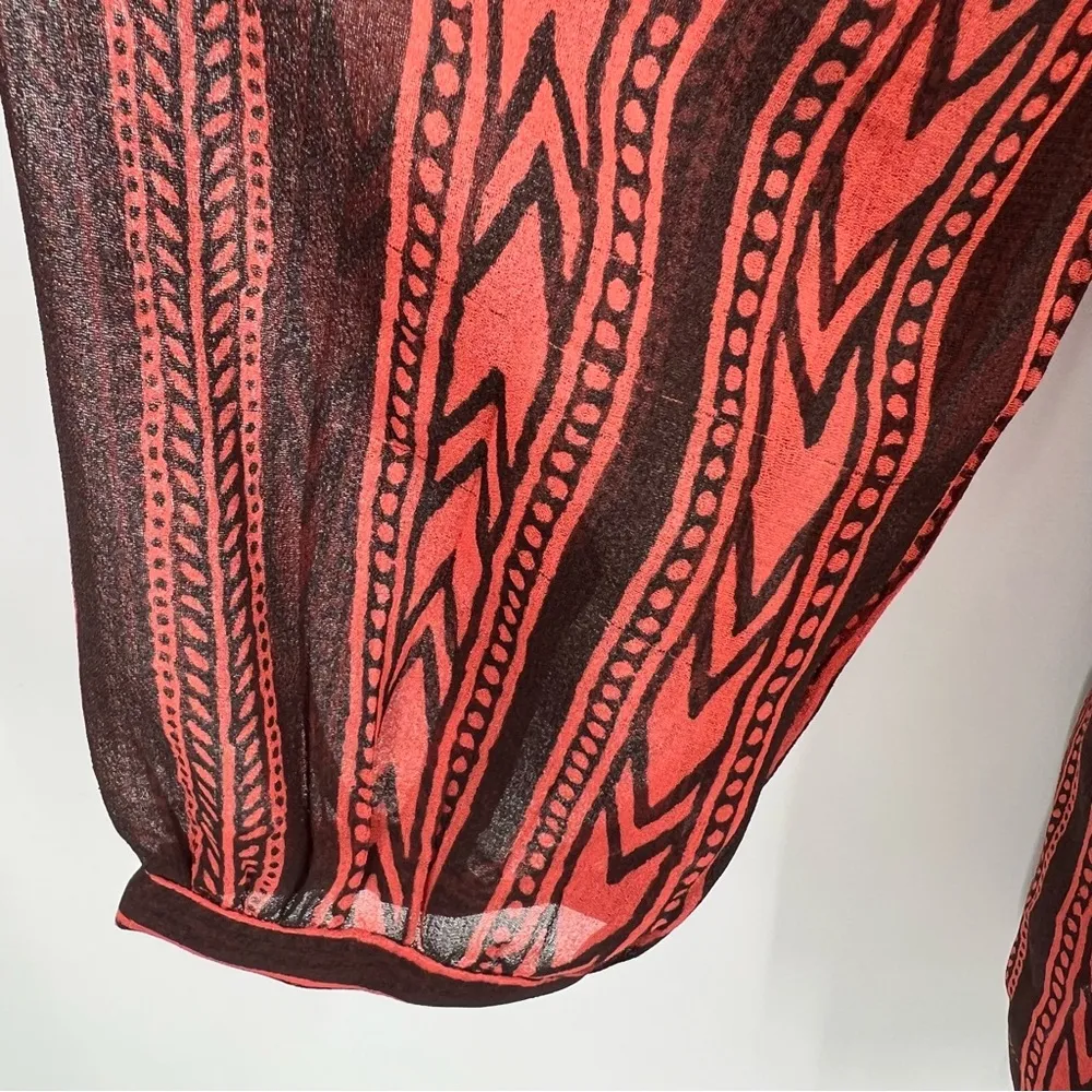 Free People Feather in The Wind semi sheer burnt orange beaded long sleeve top - Image 13