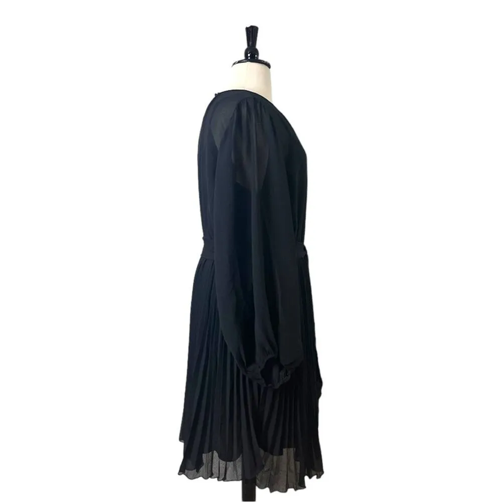City Chic New Dress Black Pleated Midi Crepe Semi Sheer Women’s Size XL/22 - Image 3