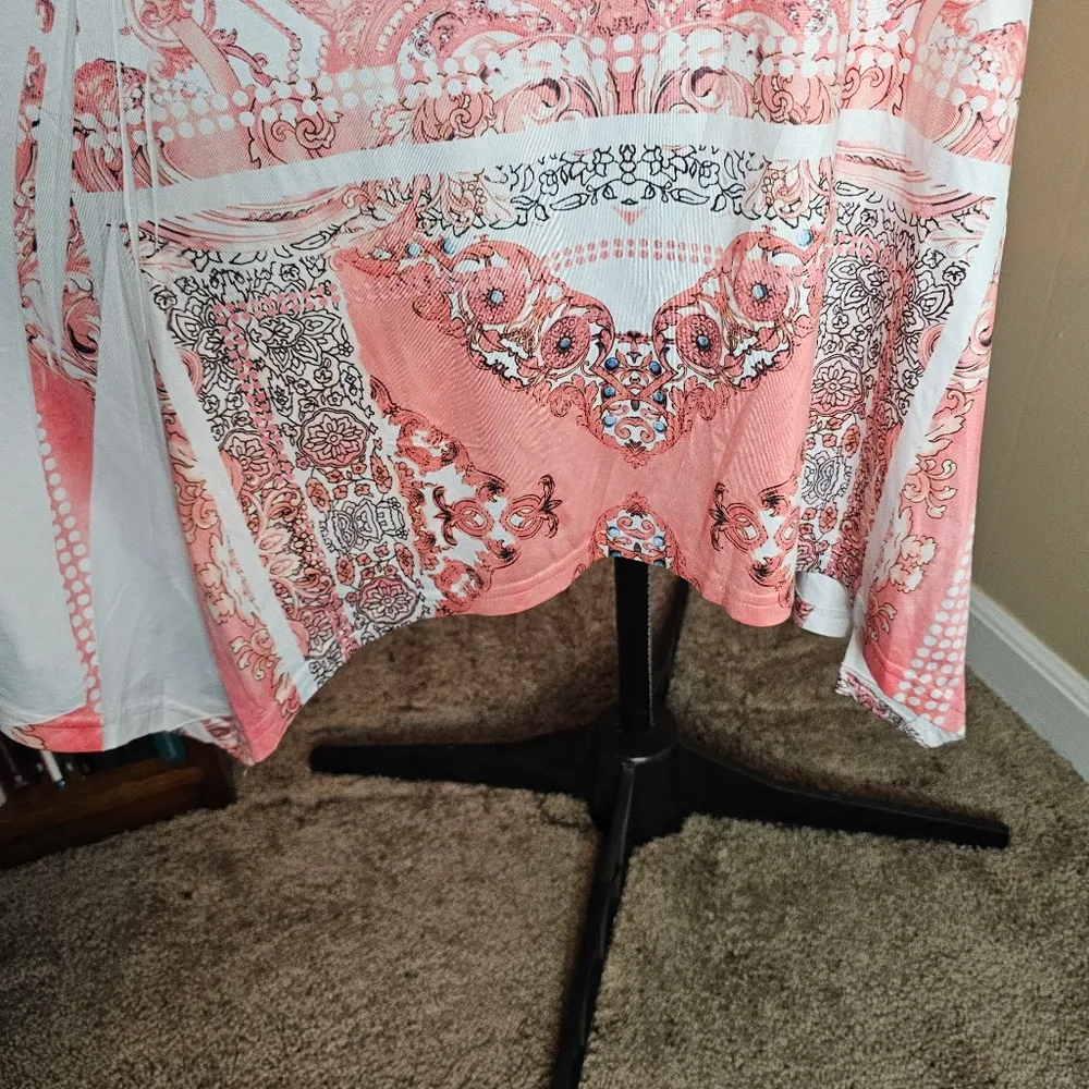 Simply Couture XL Coral Pink and White Boho Western Tunic Dress - Image 4