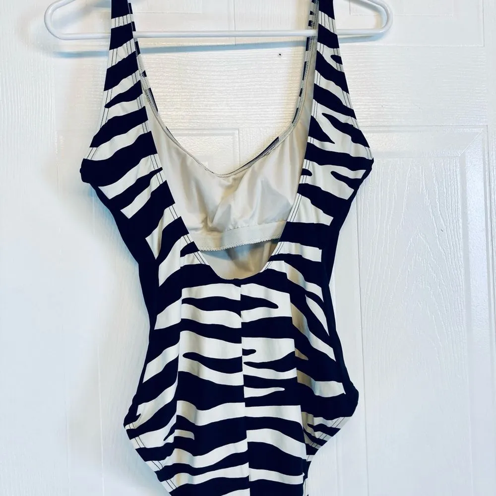 Carmen Marc Valvo‎ Zebra Luxe Black Maillot Gorgeous Animal Swimsuit Size 10 - Image 4