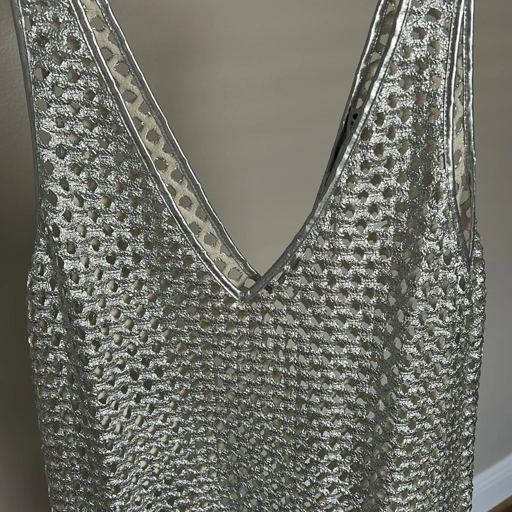 🆕 ZARA Silver Metallic Maxi Dress - Image 6