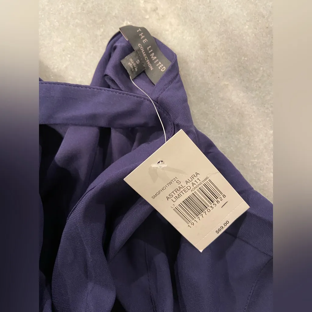 NWT The Limited Size S Navy Blue High Low Flowy Short Sleeve Tunic Top Lagenlook - Image 7