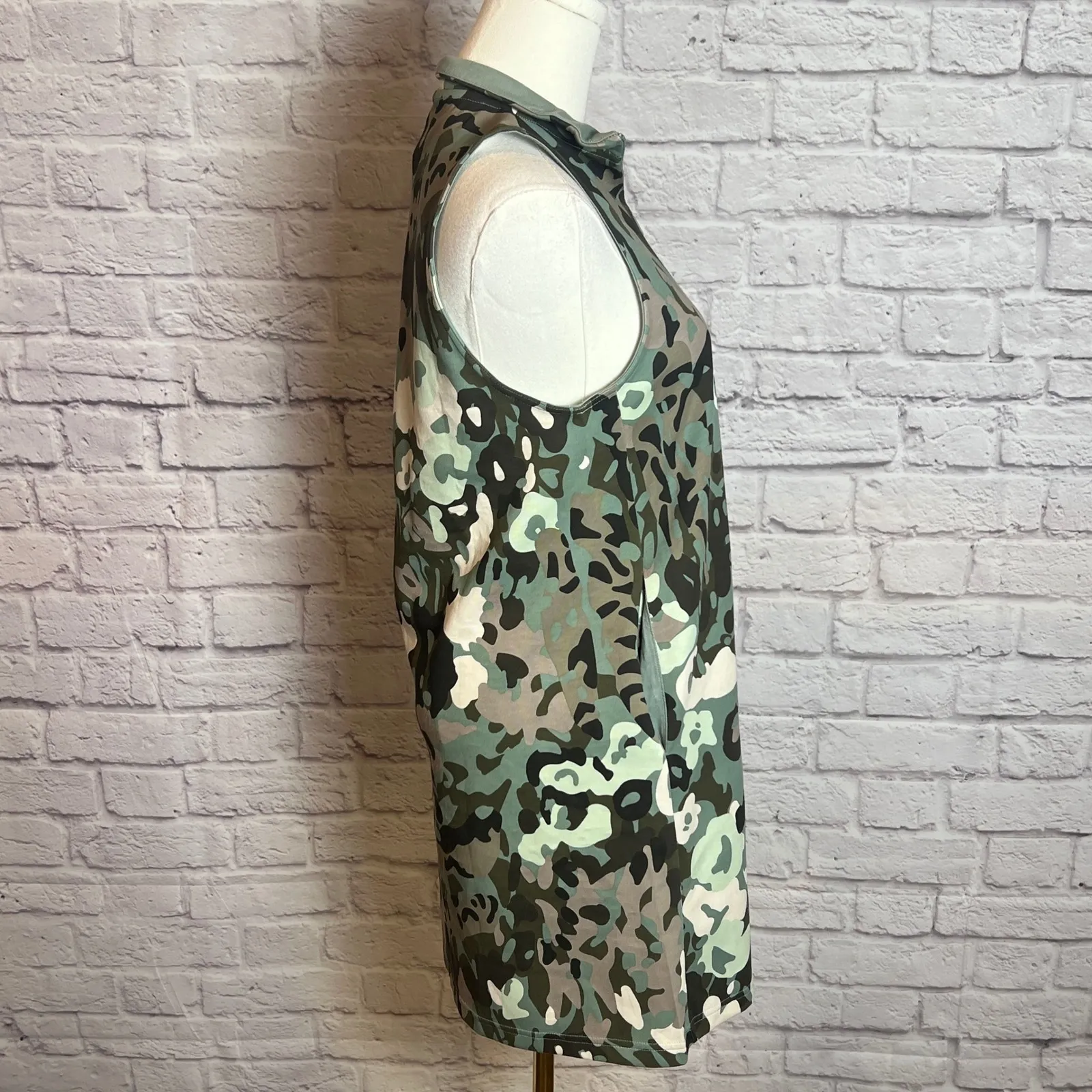 Adidas Women's Small Green Camo Sleeveless Zip Athletic Dress Sportcore Active - Image 3