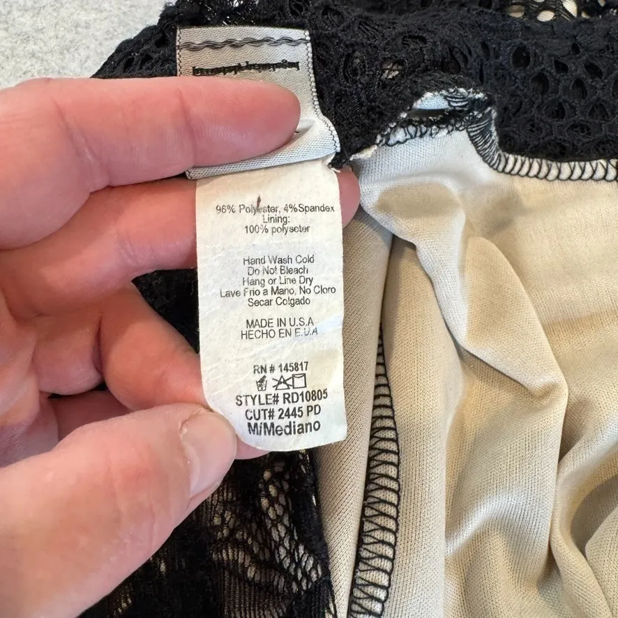 Vintage Y2K Privy Dress Womens Medium Black Lace Mesh Goth Grunge Dark Romantic - Image 11