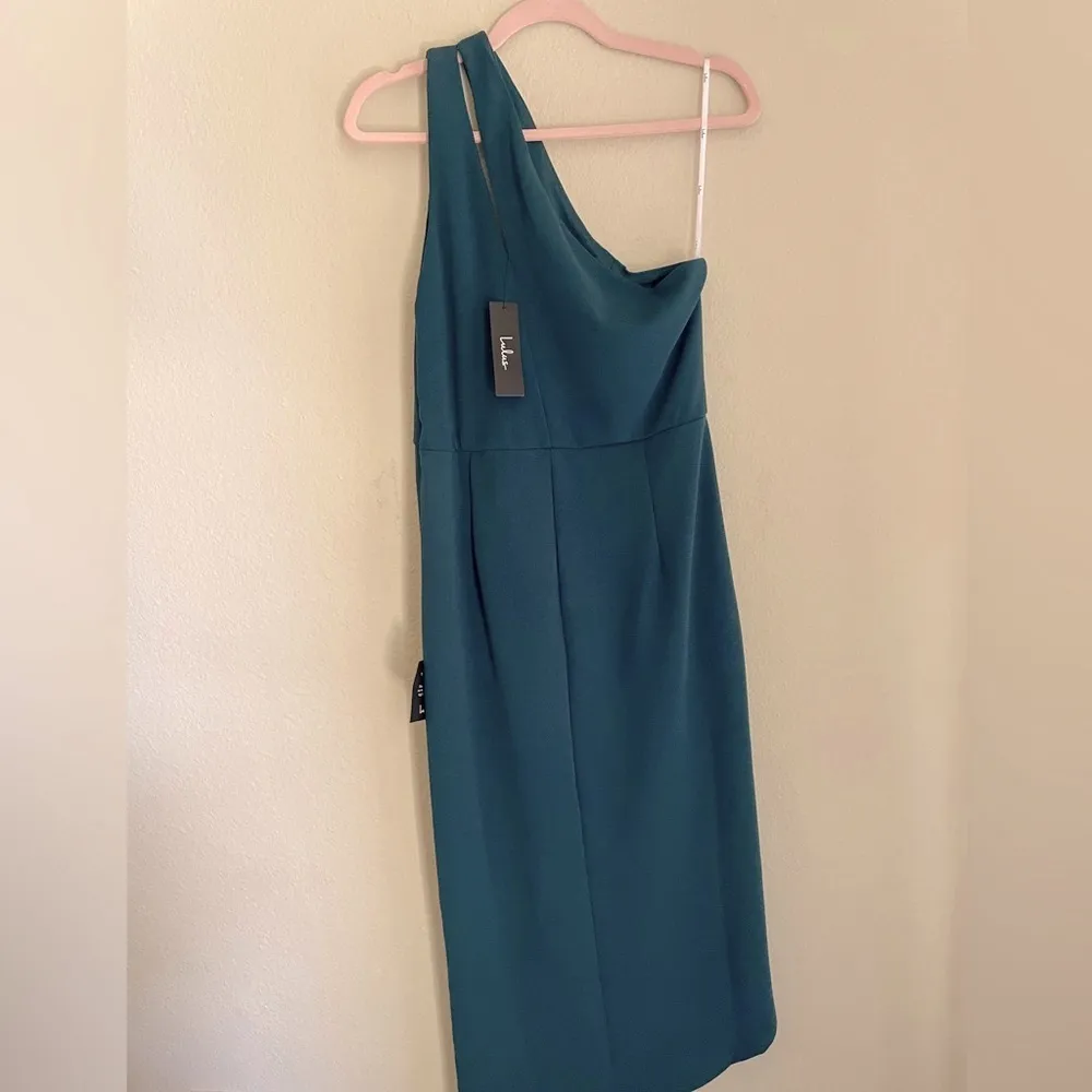 Lulus Enchanting Essence Green One-Shoulder Cutout Tulip Dress NWT - Image 6