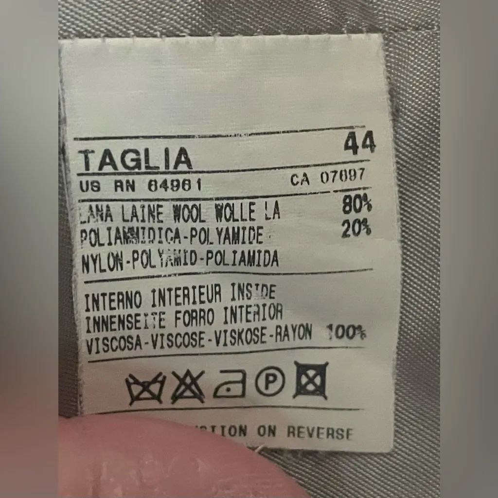 Vintage United Colors of Benetton Womens Sz 44 (M/L) Coat Gray Wool Trench Pea - Image 9