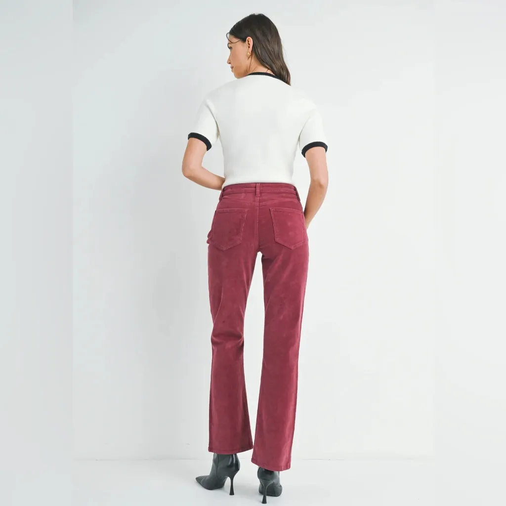 NWT JBD Just Black Denim Slim Bootcut Corduroy Jeans Burgundy 31 Red - Image 5