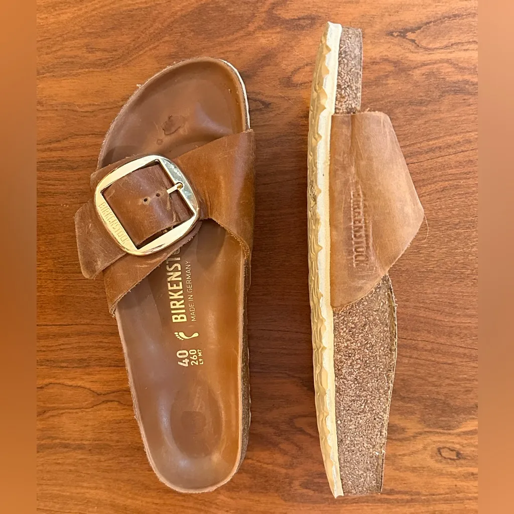 Birkenstock Madrid Big Buckle Sandals | Cognac Leather | Women’s 40 (9–9.5) - Image 2