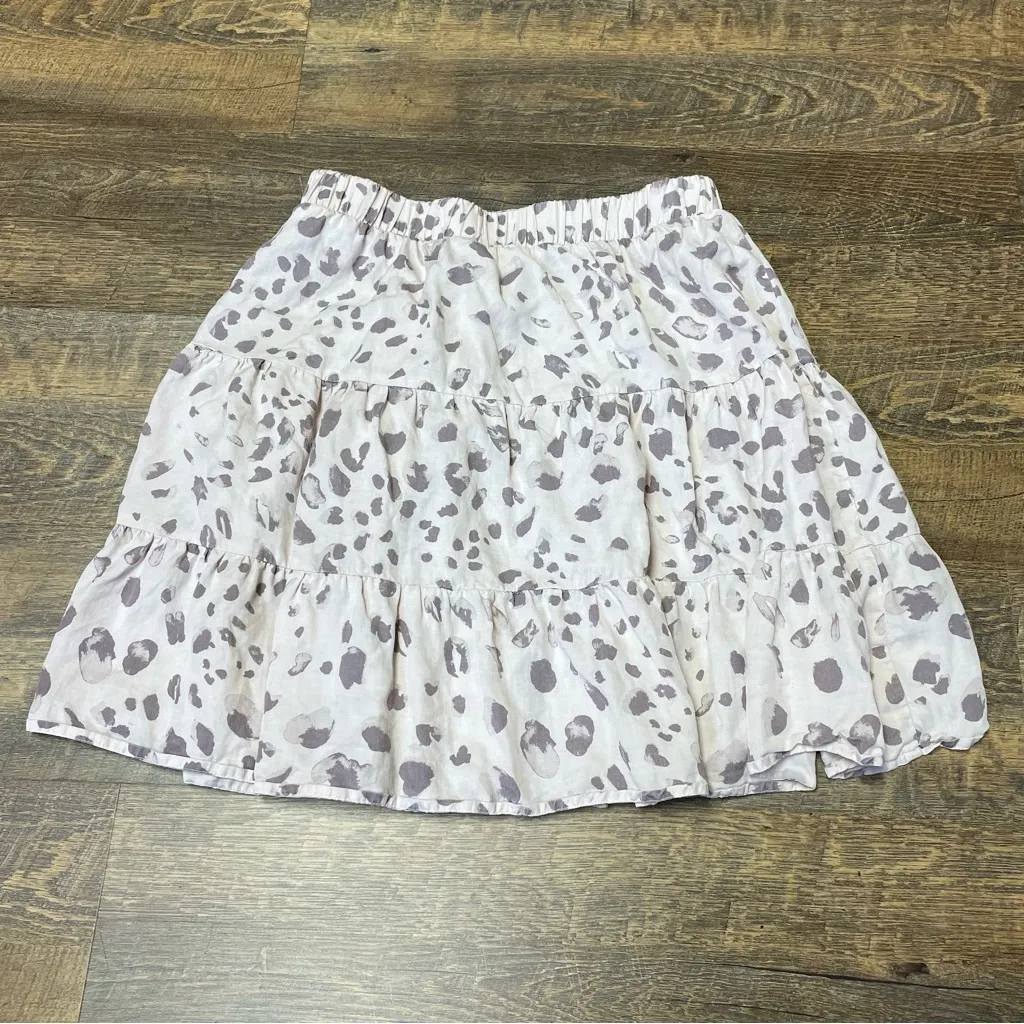 Cloth & Stone Skirt Blush Leopard Print Tiered Elastic Waist Large Anthropologie - Image 5