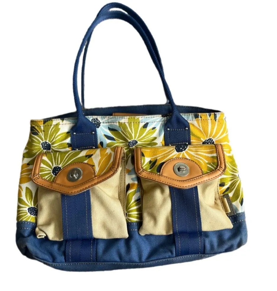 bold floral cotton canvas satchel bag - Image 15