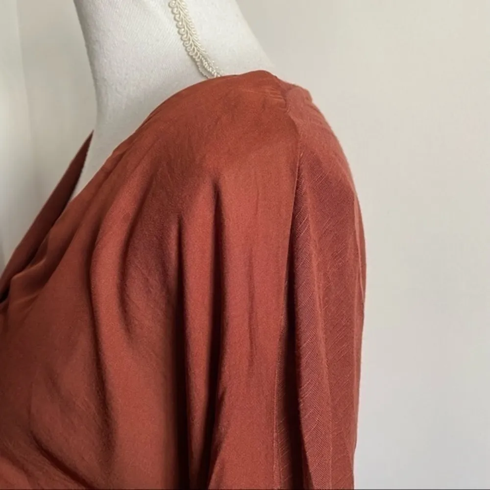 Dolan • Brick Red Satin Front Blouse V Neck Size XS - Image 96