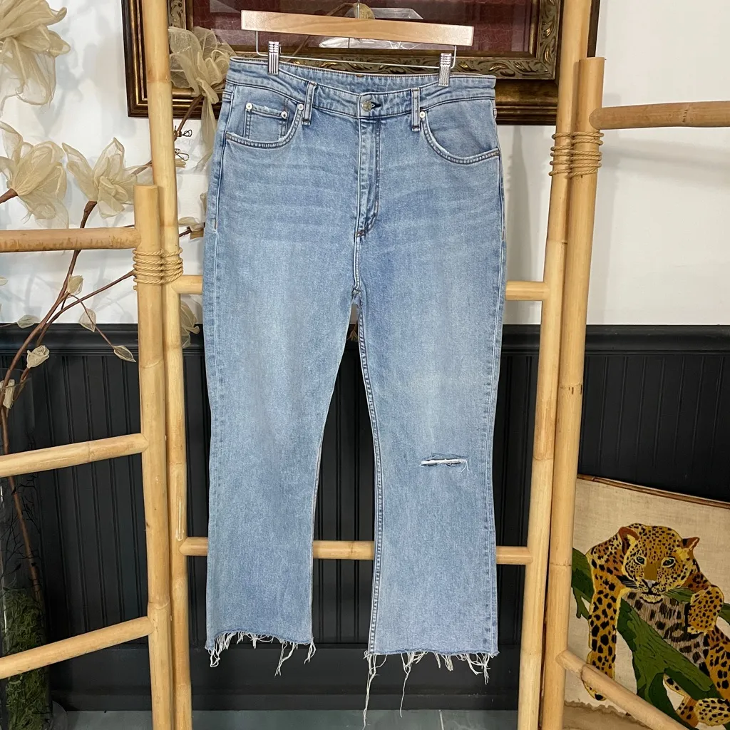 Rag & Bone Casey High-Rise Ankle Flare Jeans Raw Hem in Lucy Mid Wash Sz 31 🧡🎀 - Image 4