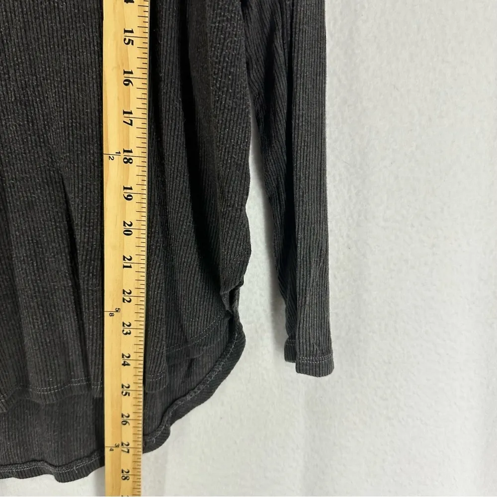 Don’t Ask Why Pullover Hooded Long Sleeve Ribbed V Neck Sweater OS Grey - Image 4