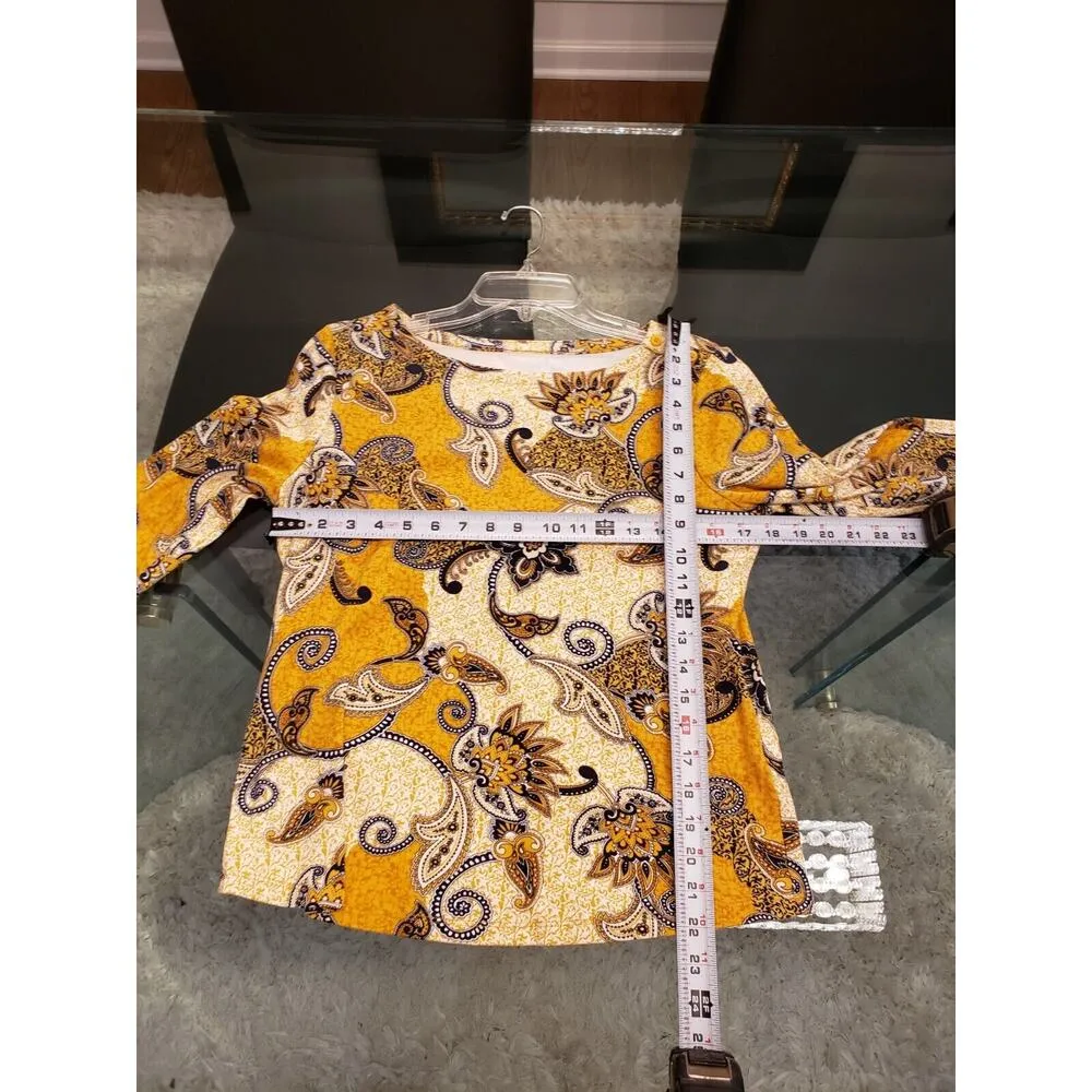 Charter Club Women's Multicolor Pima Cotton Round Neck Long Sleeve Top Blouse S - Image 11