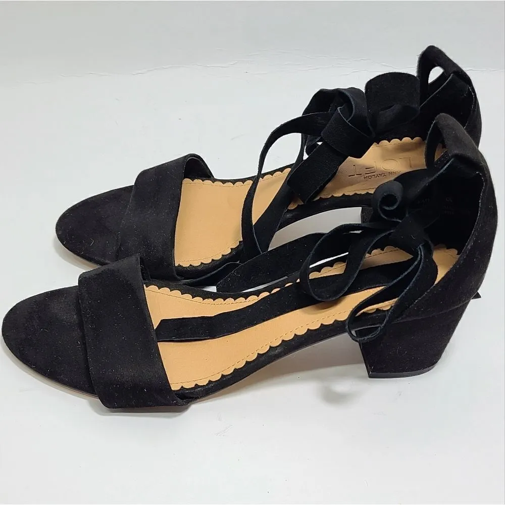 LOFT Lace Up Black Open Toe Sandals Size 8 - Image 4