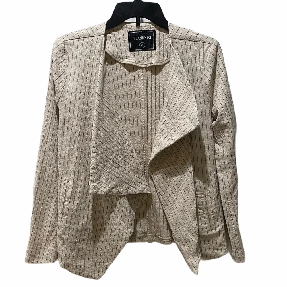 BLANKNYC Denim Pinstriped Cream Jacket Size XS - Image 4