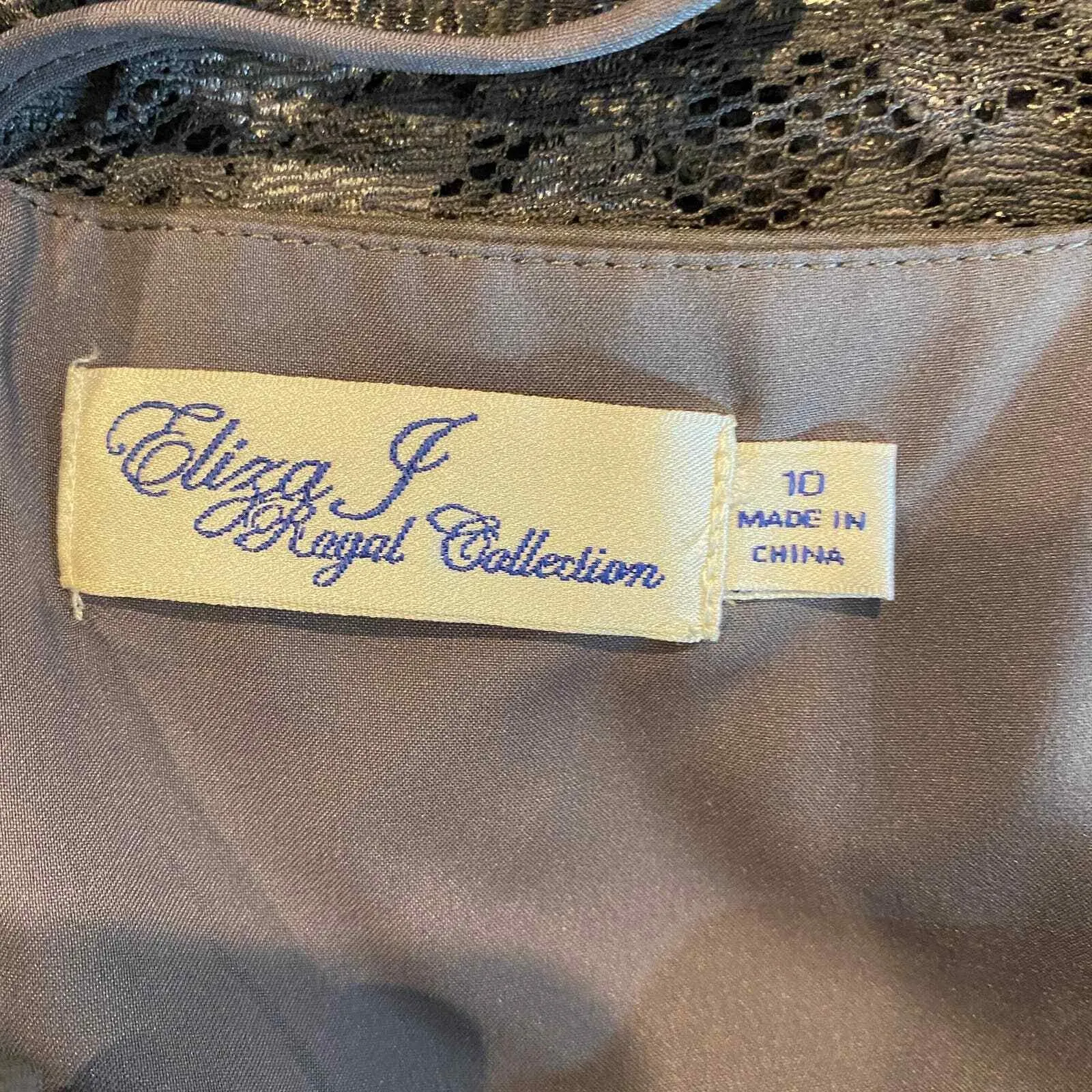 Eliza J. Royal Collection Dress Womens 10 Purple Gray Lace Lined Zip Button Back - Image 6