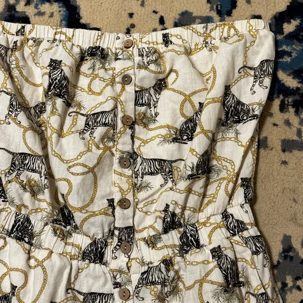 reserved YFL cream, yellow, zebra strapless romper - Image 2