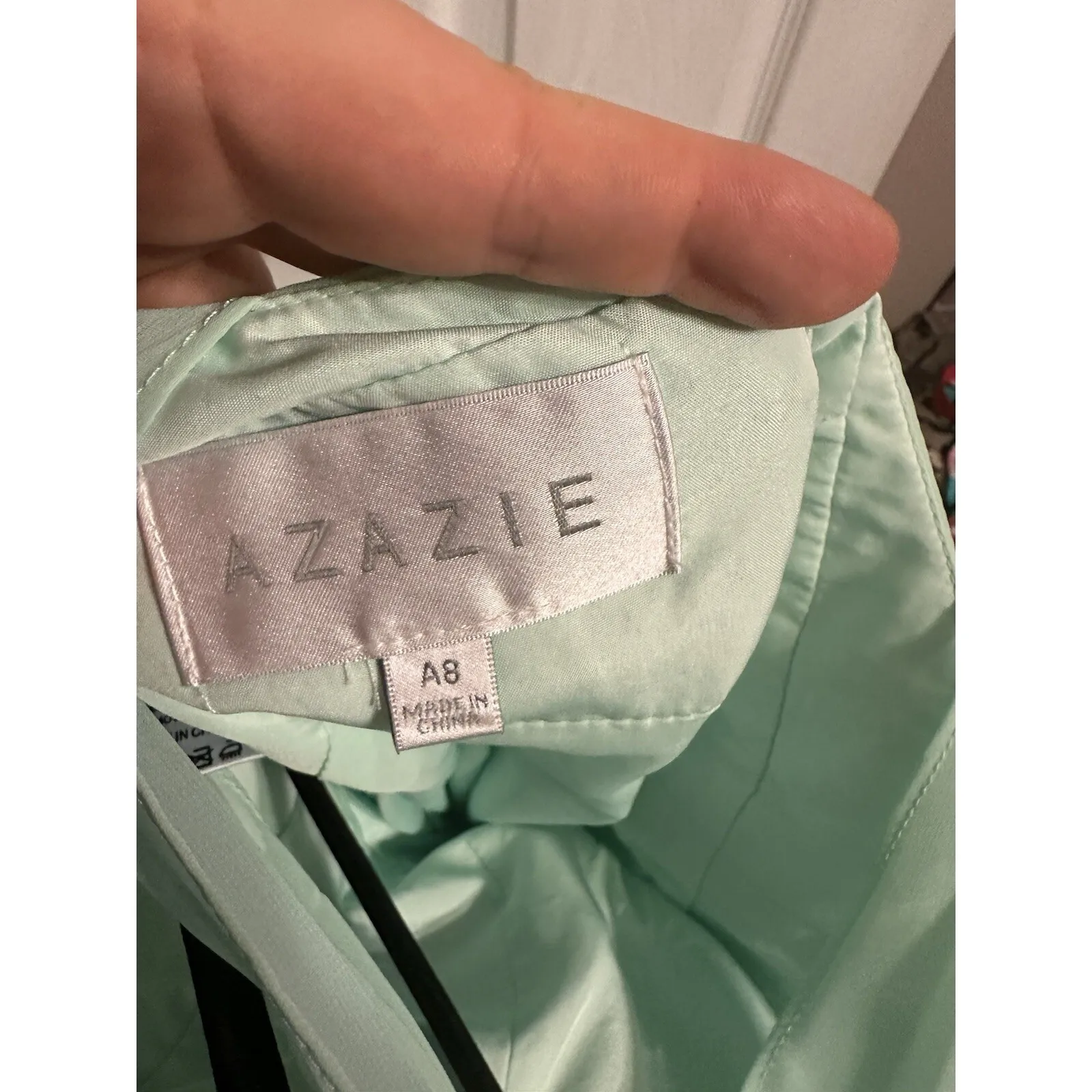 Azazie Mint Halter Dress Green Size 8 - Image 4