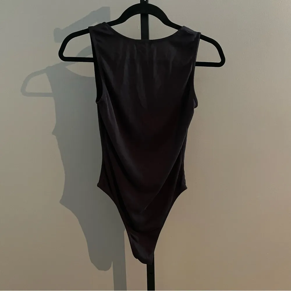 Leith Charcoal Grey Ribbed Knit Soft Bodysuit Size XS - Image 2