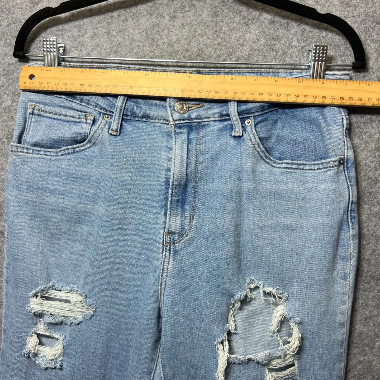 Levis‎ 721 High Rise Skinny Jeans Distressed Ripped Light Wash Size 30 Raw Hem - Image 2