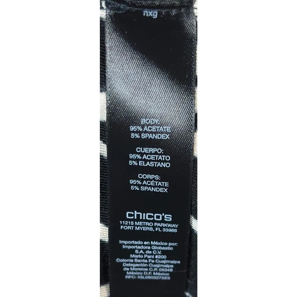 New Chico's Travelers Tunic Size XL Black Geometric Zig Zag V Neck Artsy - Image 10