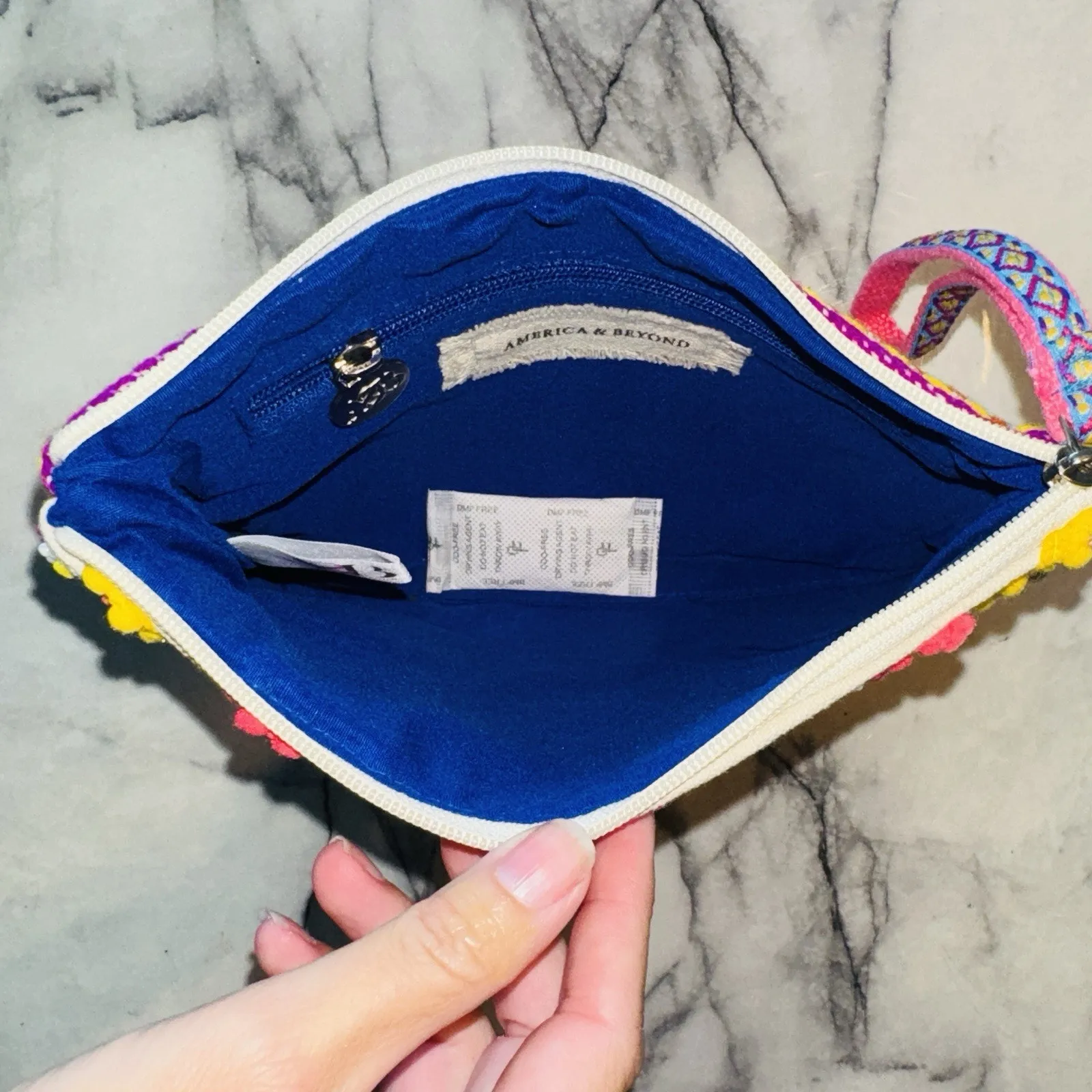 NWOT America & Beyond Hand Embellished Wristlet Bag Wallet Pouch 10x8" Boho Chic - Image 3