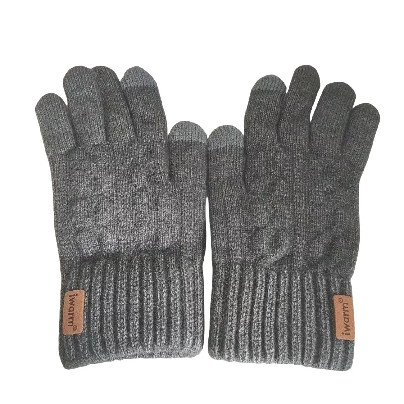 Unisex Alpaca Velvet Blend Winter Thermal Driving Gloves Gray OS Touchscreen - Image 3
